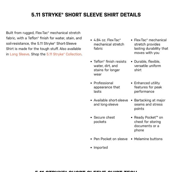 5.11 Tactical Stryke Black short sleeve shirt - Picture 5 of 8